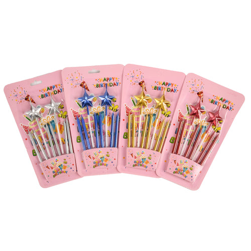 birthday candle with stars asst color -- 12 per box