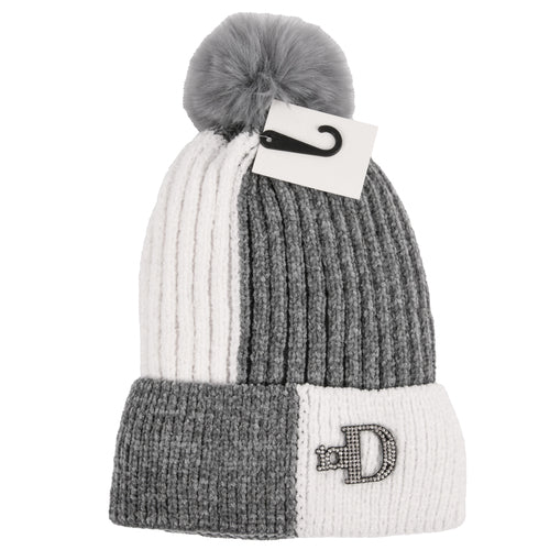 hw women beanie with pom pom asst clr -- 12 per box