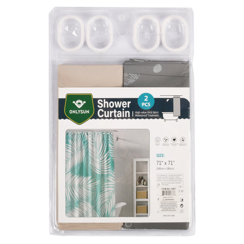 shower curtain 2pcs w hooks 71x71 -- 12 per box