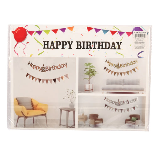 happy bday banner asst color -- 12 per box