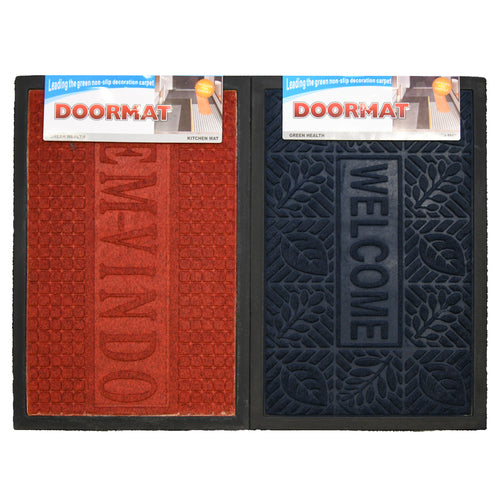 rubber back welcome kitchen mat asst colors -- 48 per case