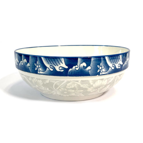ceramic large bowl blue w floral design -- 30 per case