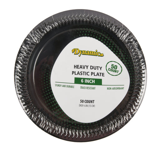 plastic plate 6 inch 50 ct black -- 12 per case