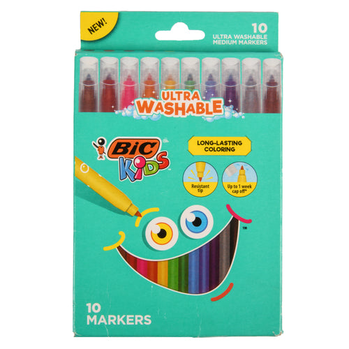 bic kids washable markers medium 10 ct -- 36 per case