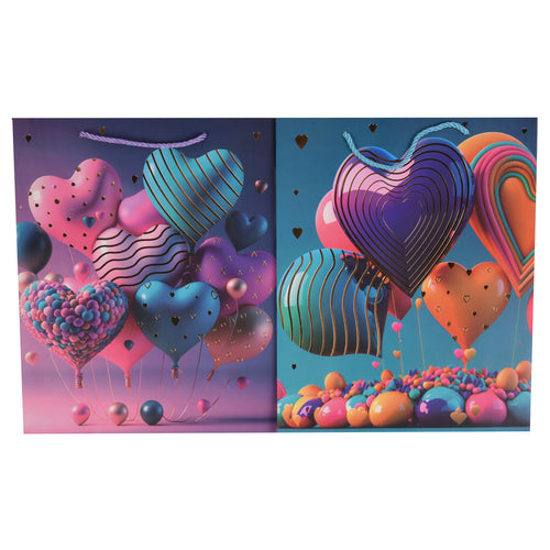 hv gift bag medium heart balloons -- 12 per box