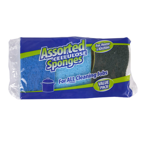assorted cellulose and scouring sponges -- 18 per case