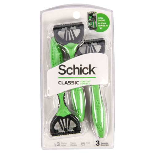 schick hydro 5 sensitive razor 3 ct -- 12 per case