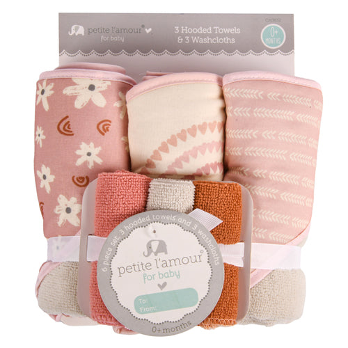 petite l amour girl 3 hooded towels 3 washcloths -- 6 per box