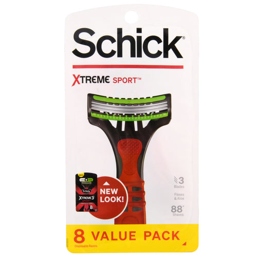 schick xtreme sport razor 3 blade 8 pack -- 6 per case