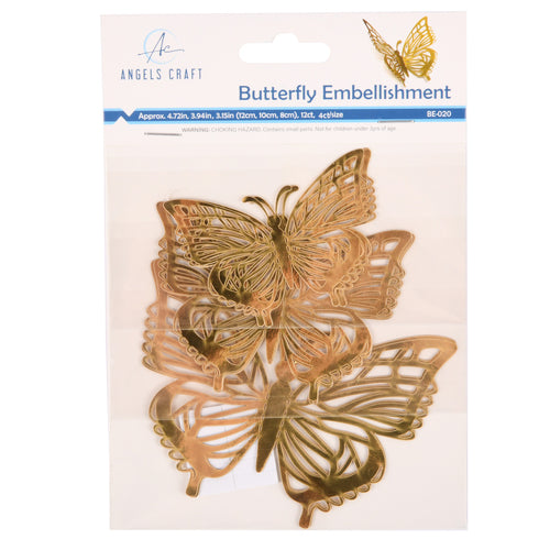 angels craft butterfly embellishment - gold -- 12 per box
