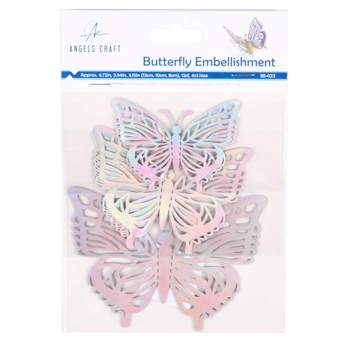 angels craft butterfly embellishment - silver -- 12 per box