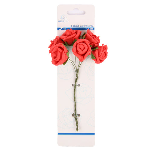 angels craft foam flowers roses red -- 12 per box