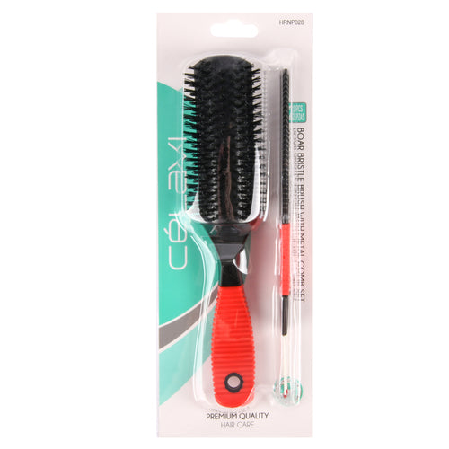 celavi hair brush boar bristle with metal comb set -- 12 per box