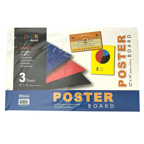 poster board 22 x14 asst colors 3 sheets 540 -- 48 per case