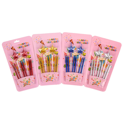 birthday candle with stars asst color -- 24 per box
