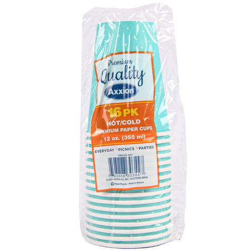 axxion 12 oz hot cold paper cup 16ct -- 60 per case