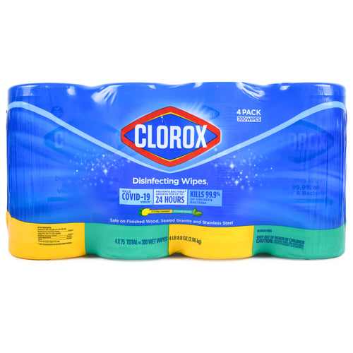 clorox disinfecting wipes 75ct crisp lemon fresh scent -- 4 per case