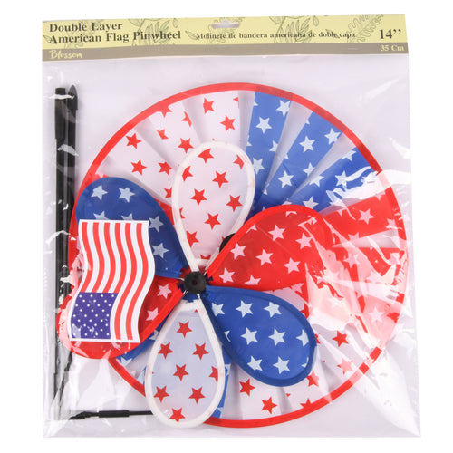 blossom double layer american flag pinwheel 14 -- 12 per box