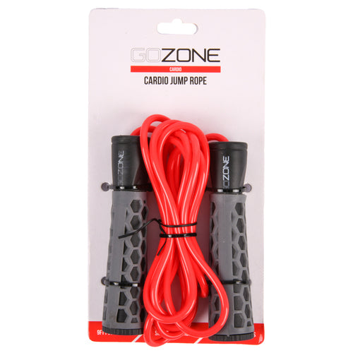 go zone cardio jump rope w grip handles - red -- 6 per box