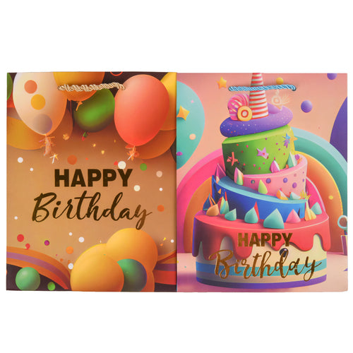 gift bag happy birthday small assroted design -- 12 per box