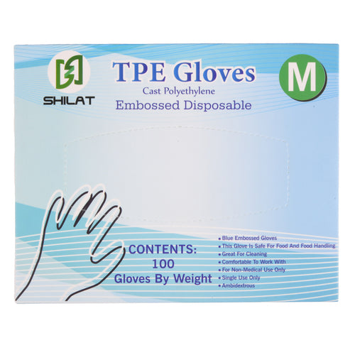 tpe embossed disposable gloves blue med 100-ct -- 30 per case