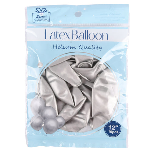 angels craft latex balloon 10ct silver -- 12 per box