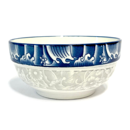 ceramic soup bowl blue w floral design -- 40 per case