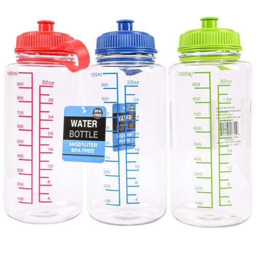 plastic water bottle w measure asst 7 in -- 12 per case