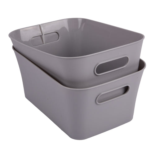 mainstays small storage bins 2ct - silver -- 6 per case