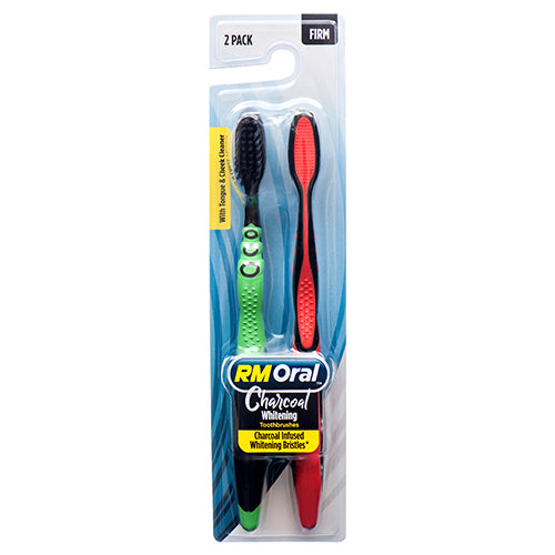 rm oral charcoal toothbrushes firm 2 pk -- 12 per box