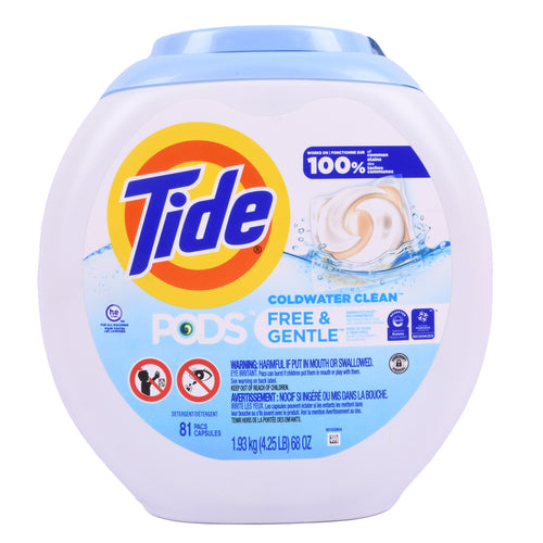tide pods free gentle 81 ct -- 4 per case