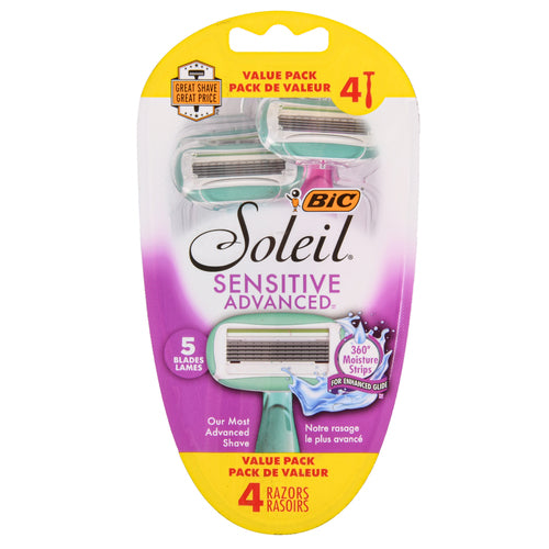 bic soliel sensitive advanced razor value pack -- 4 per box