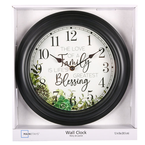 wall clock black 12 mainstays -- 4 per case