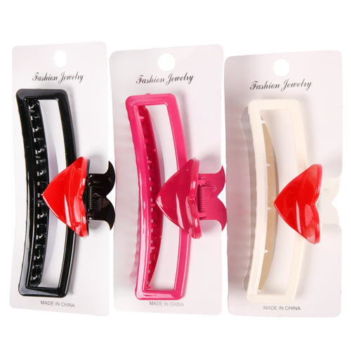 fashion jewelry hair clip w heart asst -- 12 per box