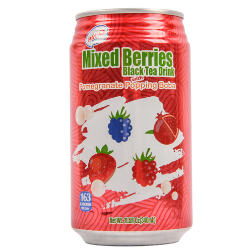 rico mix berries tea drink w popping boba 11.5 oz -- 24 per case