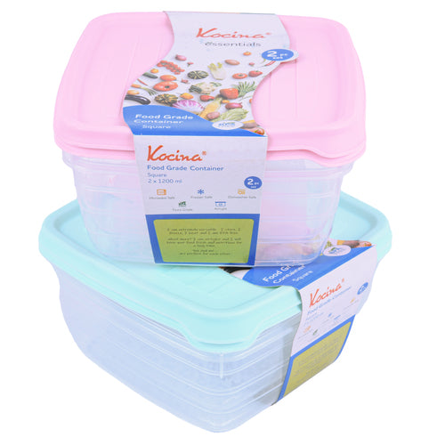 kocina sq food container asst 1.2lt 2-pc -- 24 per case