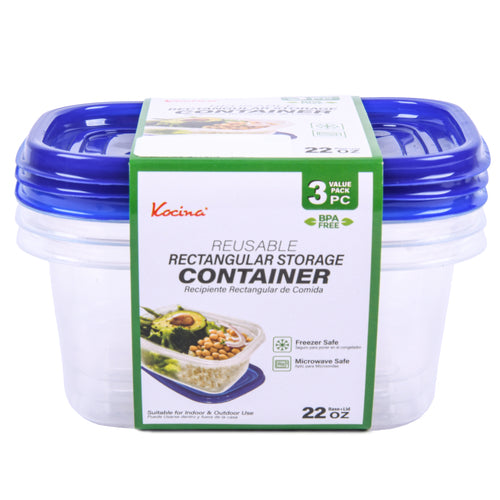 kocina reusable rec storage container 22-oz 3pc -- 24 per case