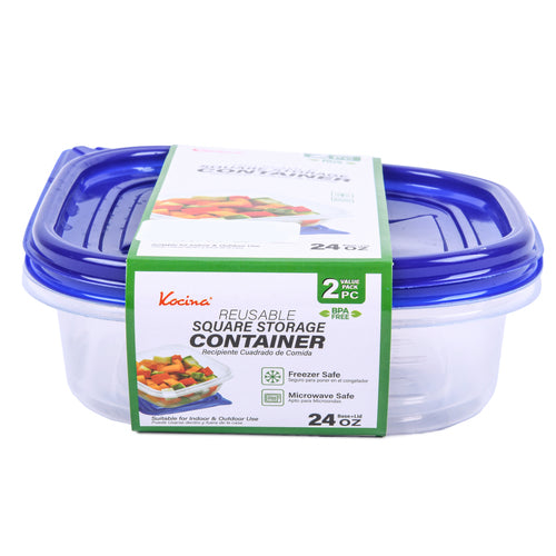 kocina reusable sq storage container 24-oz 2pc -- 24 per case