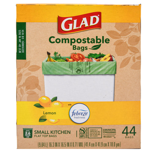 glad compostable kitchen bags small 44-ct -- 12 per case