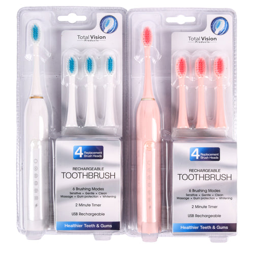 rechargeable toothbrush 4bonus heads asst -- 12 per case