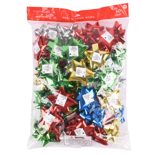 hx hallmark peel n stick bows asst 60-ct -- 12 per case