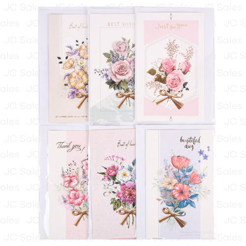 best wishes cards assorted flowers -- 12 per box