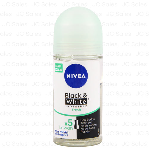 nivea roll-on anti-perspirant blk wht fresh 50 ml -- 24 per case