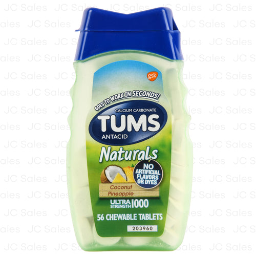 tums naturals coconut pineapple 56 ct exp05 30 25 -- 6 per box