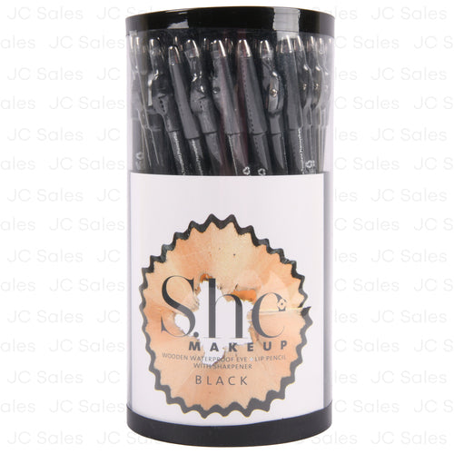 s.he wooden eye lip pencil waterproof black -- 72 per box