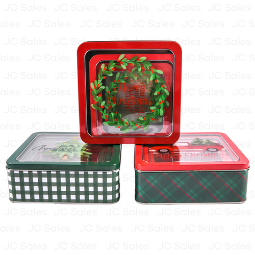 hx xmas window tin asst 3pc -- 12 per case