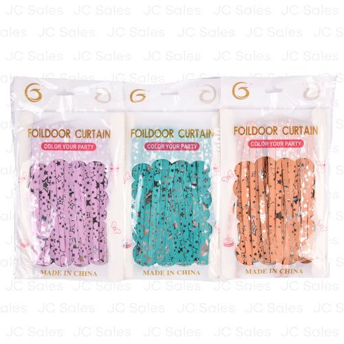 party foildoor curtain w stars asst color -- 12 per box