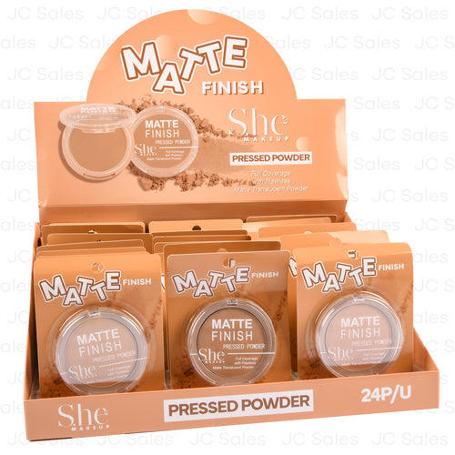 s.he matte finish pressed powder asst color -- 24 per box