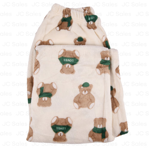 hw fleece pajama pants beige w bears -- 12 per box