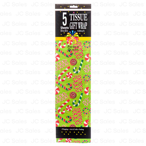 hx tissue wrap candy design green 5 ct s1604 -- 12 per box
